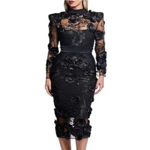 Zhivago Battle Lines Floral Embellished Vendetta Dress Size 4 NWT